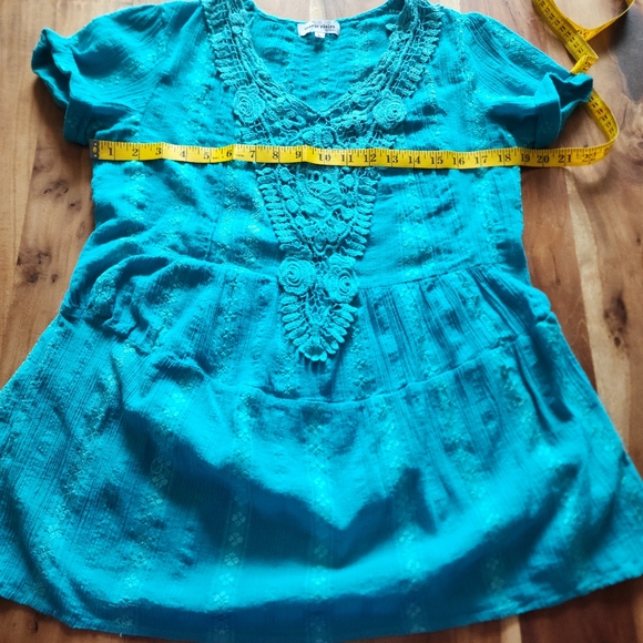 Marie-Claire short sleeve embroidered boho blouse, size L - Picture 8 of 10